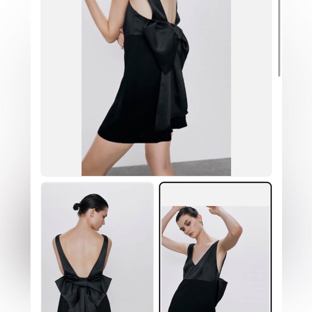 Zara Black V-Neck Mini Dress with Bow Back